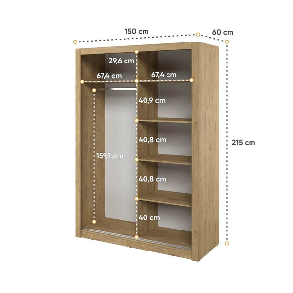 Alfa-18 Sliding Door Wardrobe W150cm