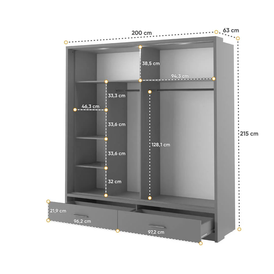Alfa-24 Sliding Door Wardrobe W200cm