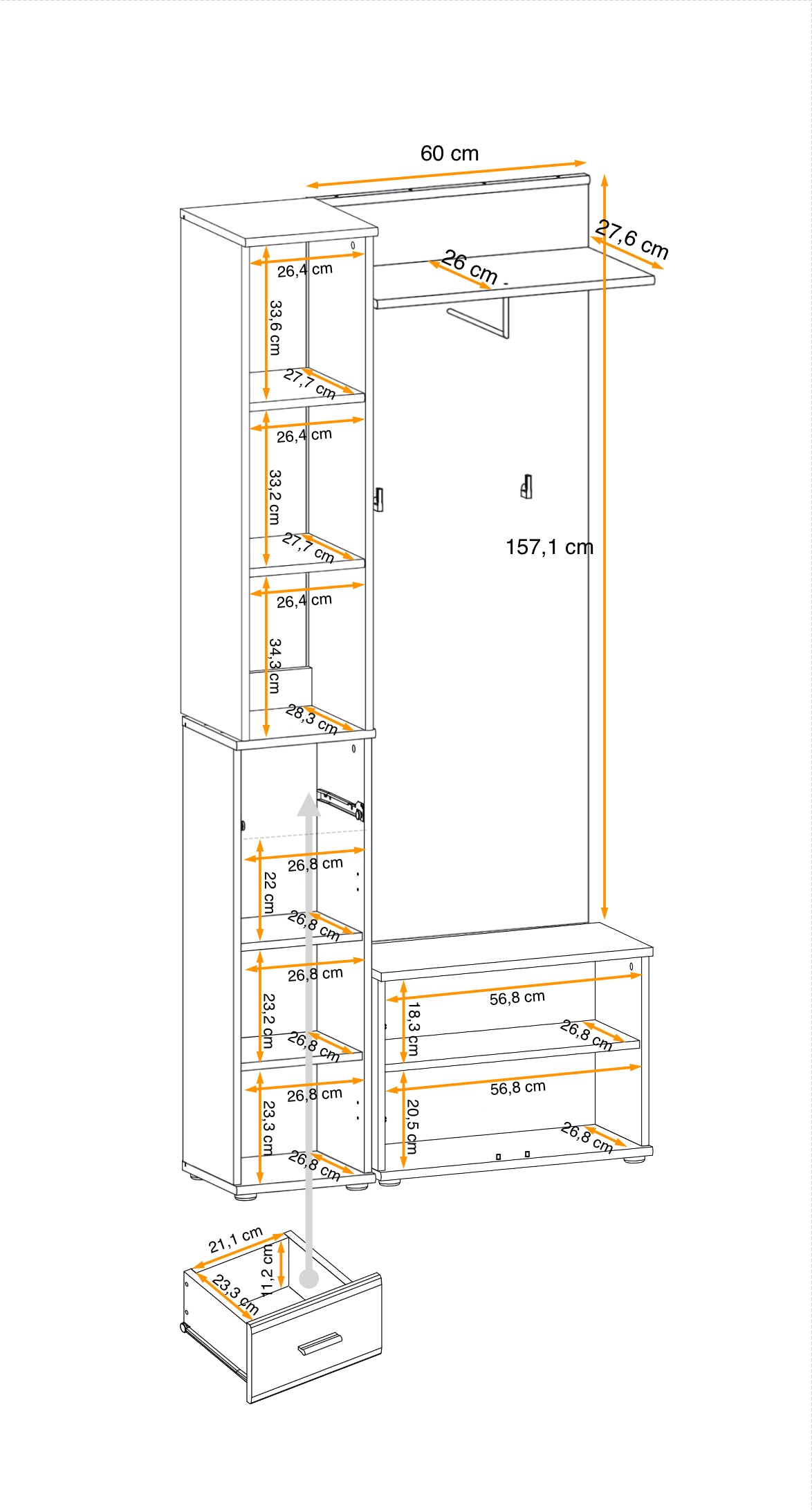 Ario Hallway Set 1 W90cm