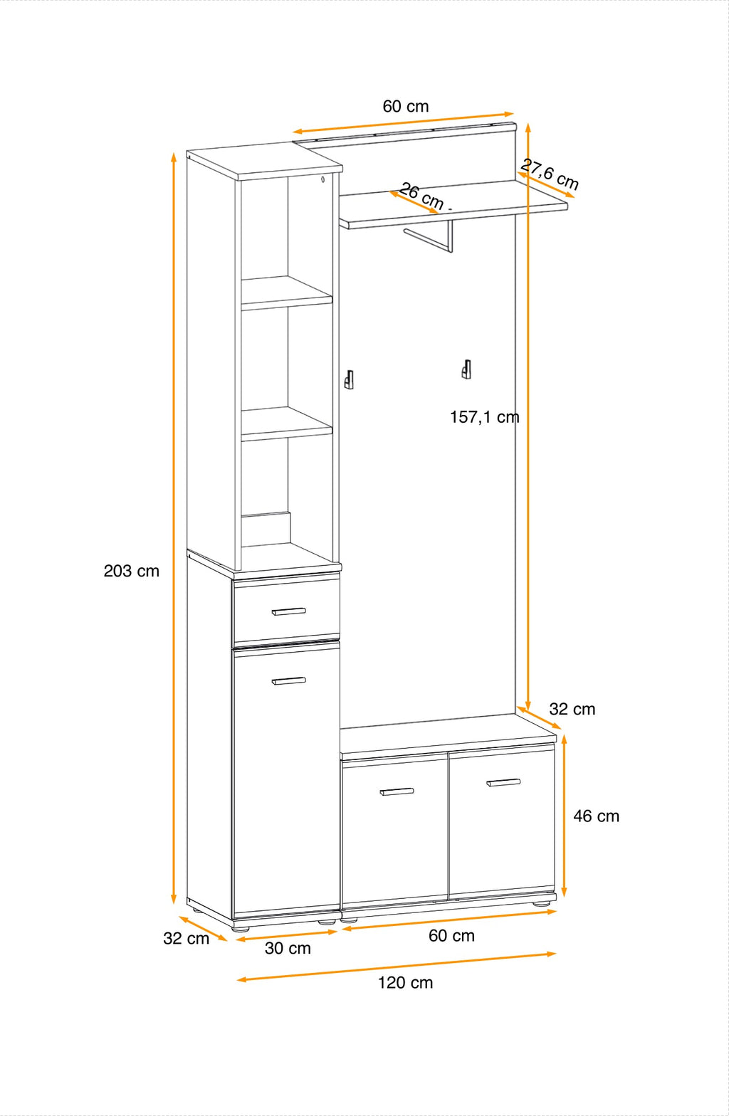 Ario Hallway Set 1 W90cm