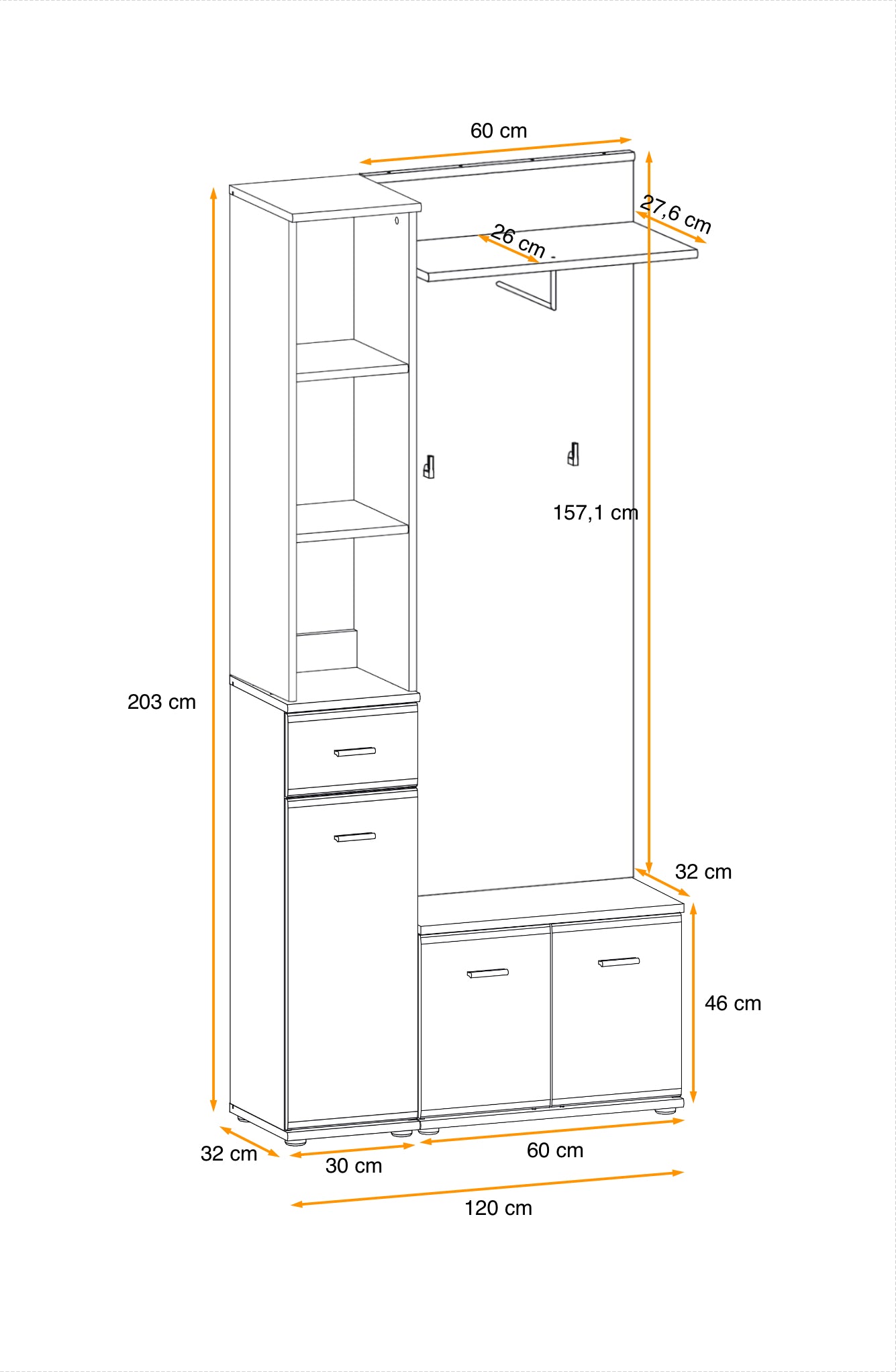 Ario Hallway Set 1 W90cm