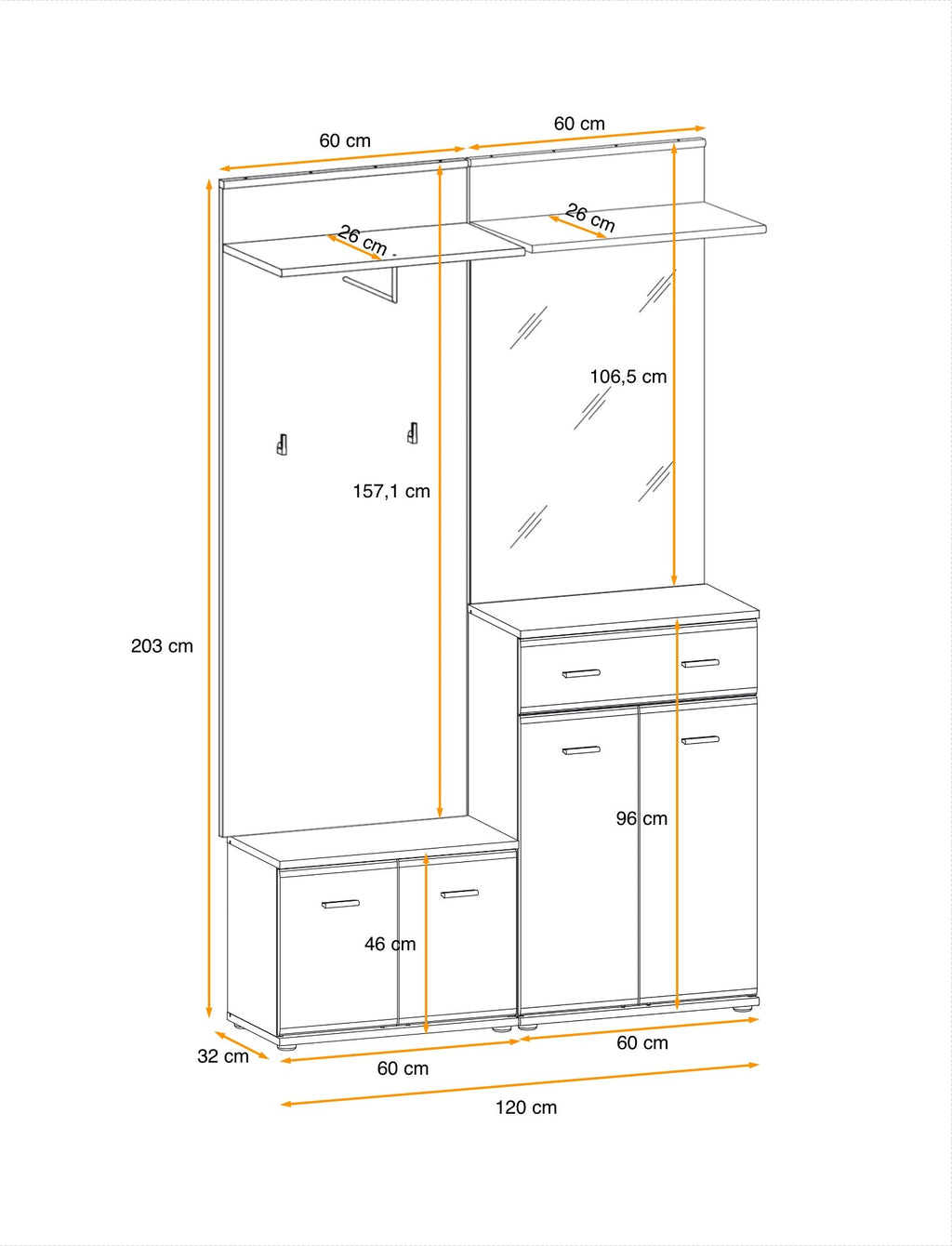 Ario Hallway Set 2 W120cm