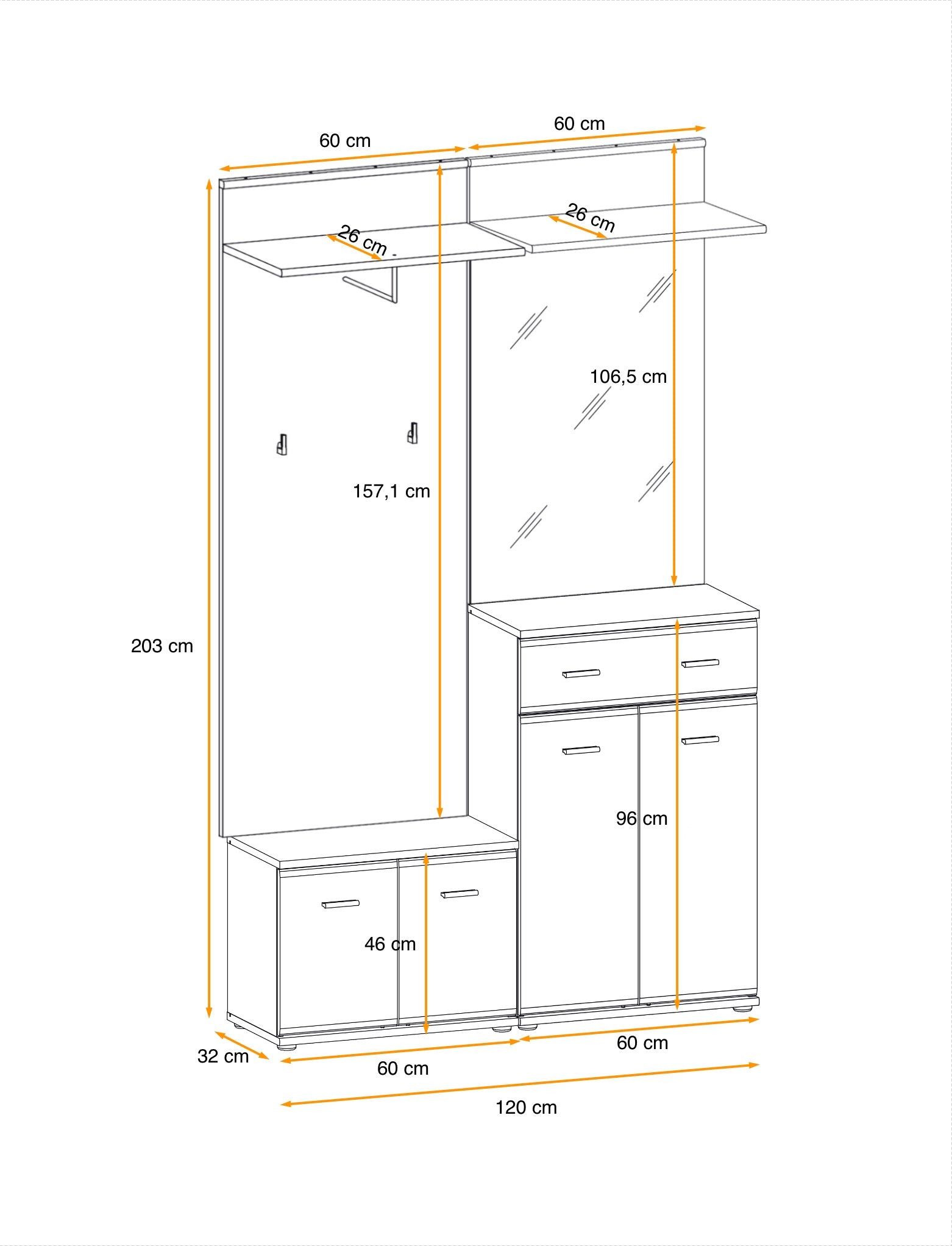 Ario Hallway Set 2 W120cm