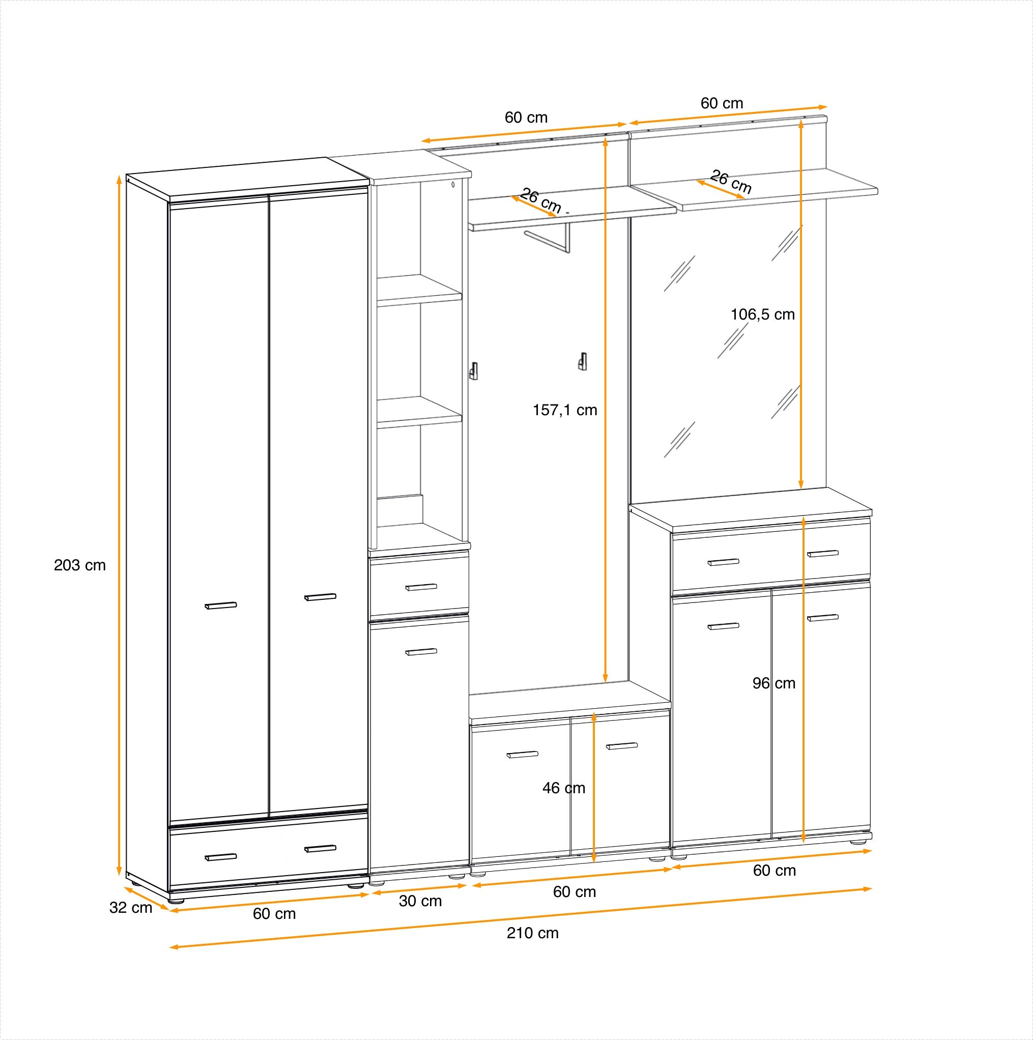 Ario Hallway Set 4 W210cm