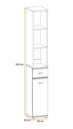 Ario Tall Hallway Cabinet W30cm