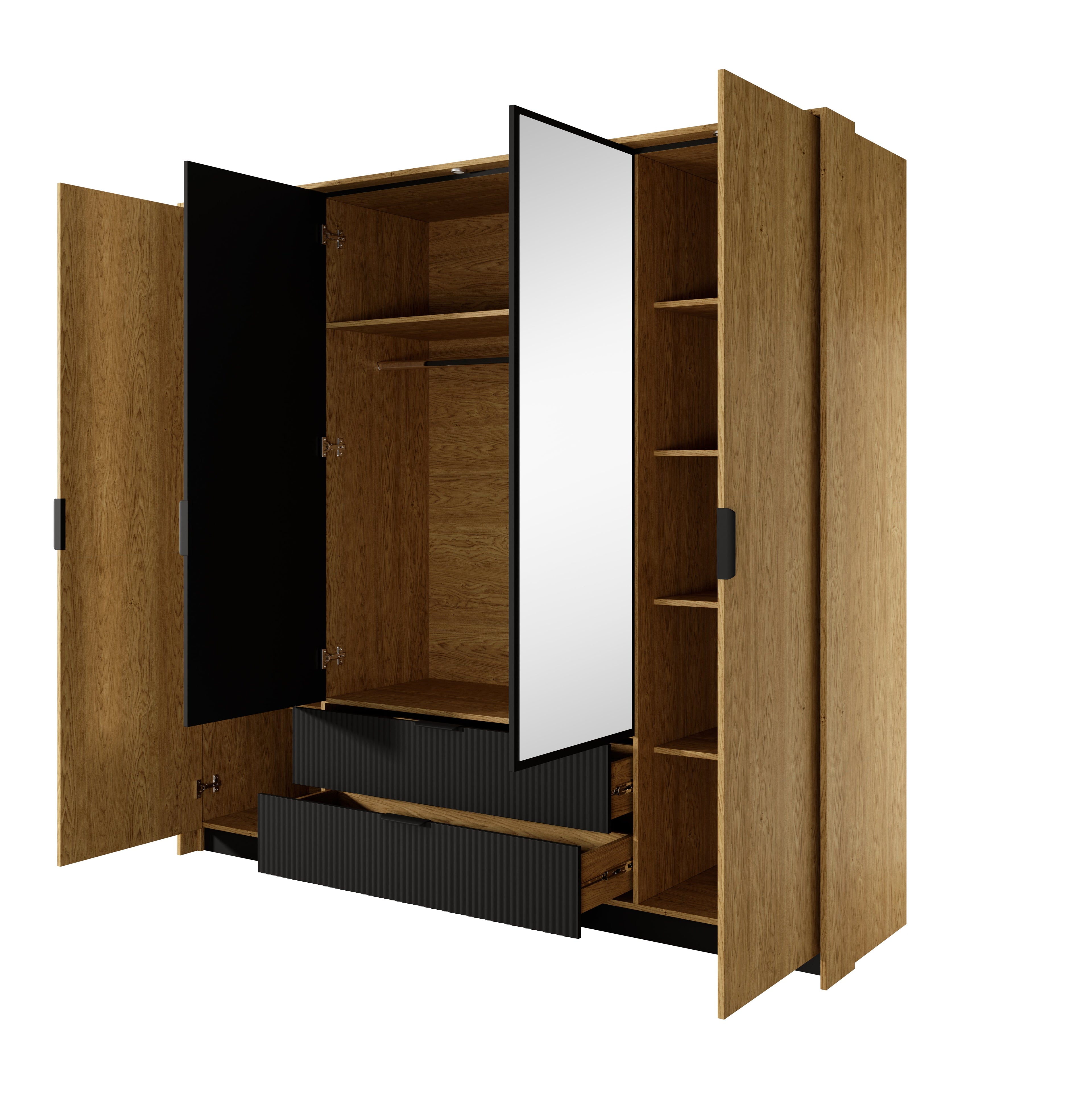 Calto Wardrobe with Mirrors and Drawers W223cm