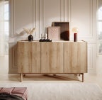Natural 3 Door Sideboard High W144cm