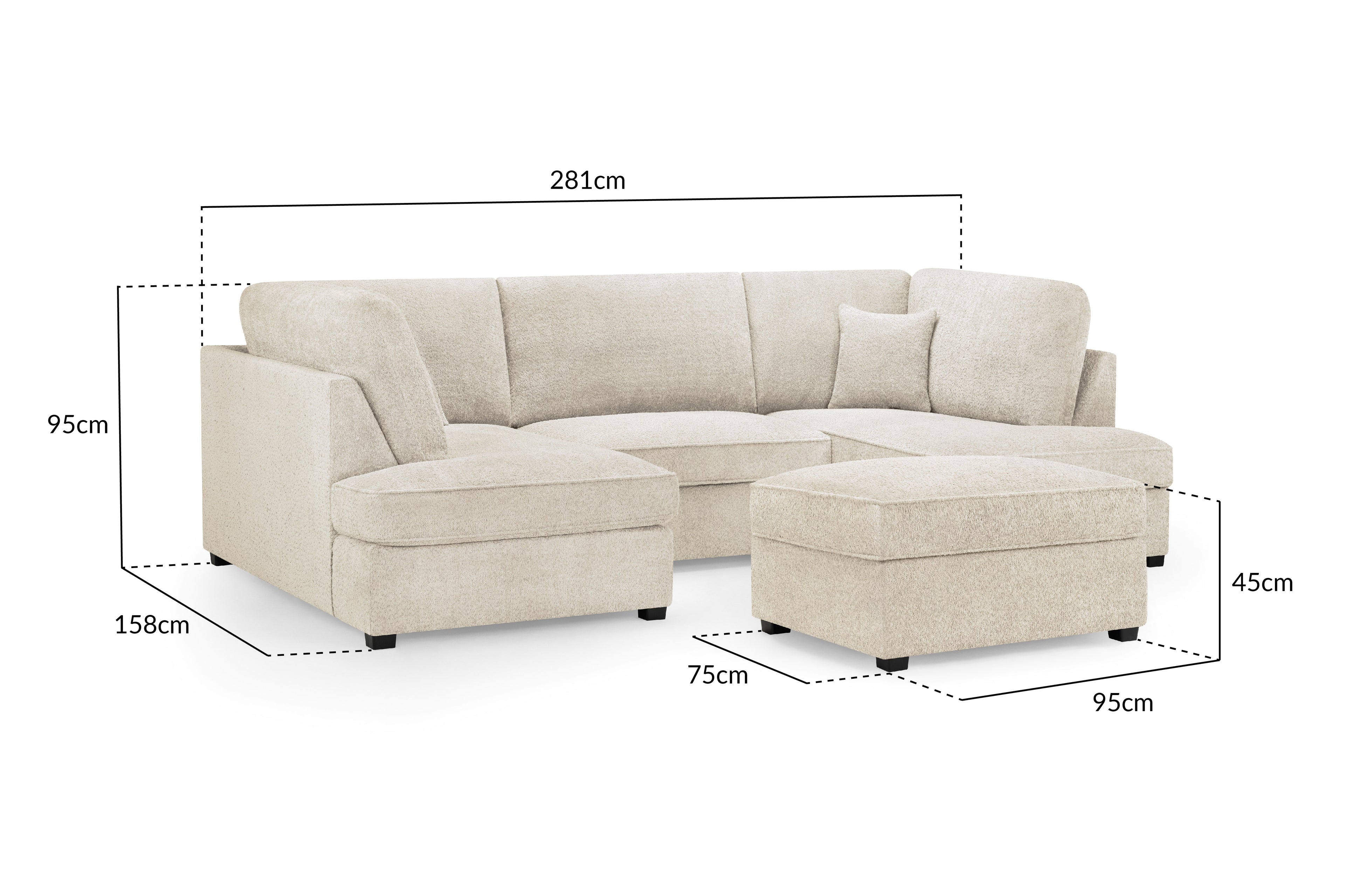 Broxbourne U Shape Corner Sofa Boucle