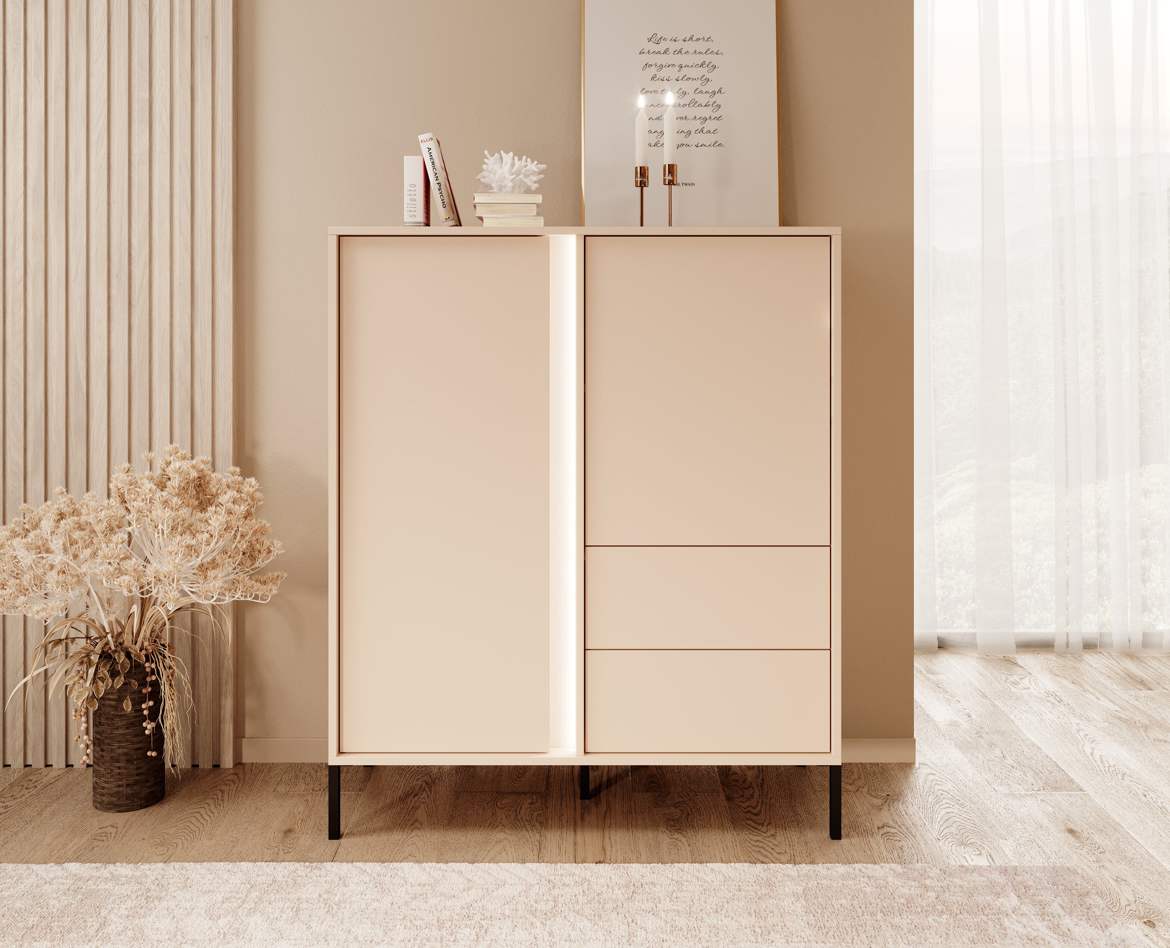 Mist 2 Door 2 Drawer Highboard W103cm