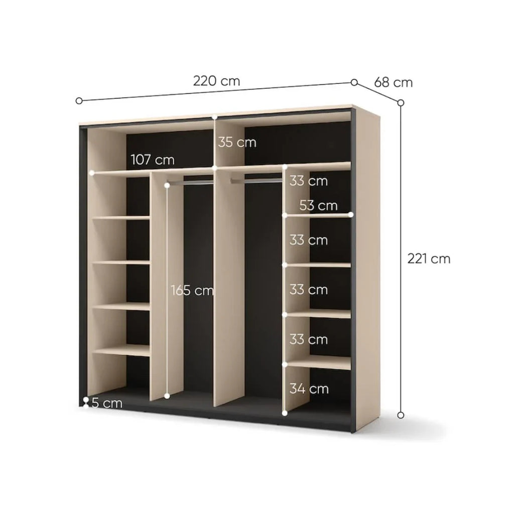 Hanna Sliding Door Wardrobe W220cm