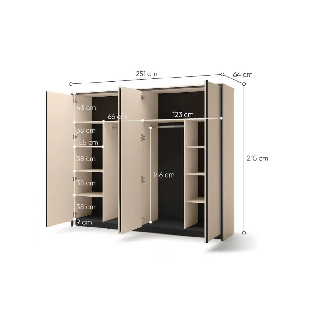 Hanna Sliding Door Wardrobe Big W251cm