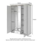 Eve 3 Door Wardrobe with Mirror W154cm