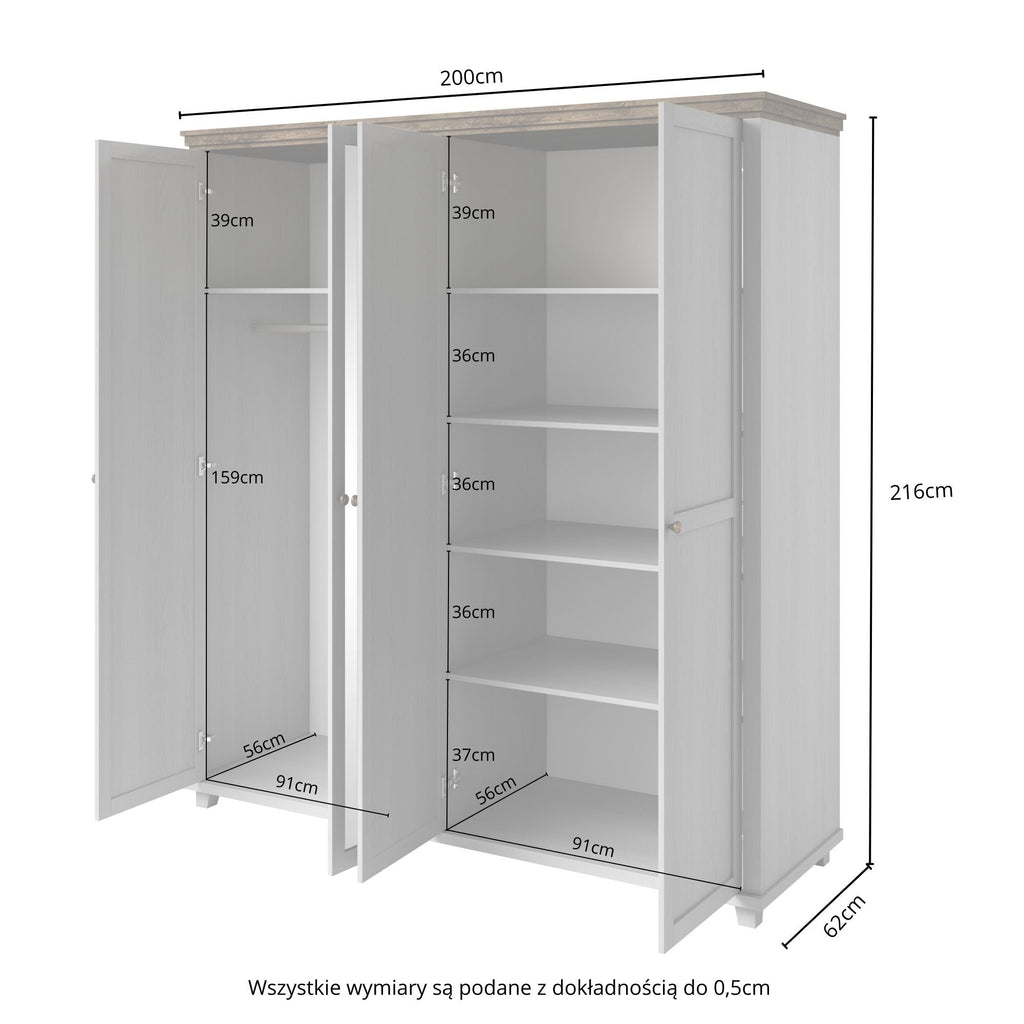 Eve 4 Door Wardrobe with Mirror W200cm