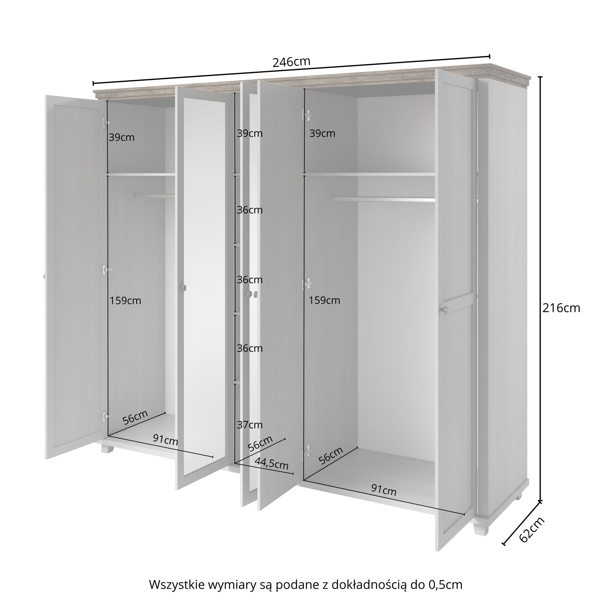 Eve 5 Door Wardrobe W246cm