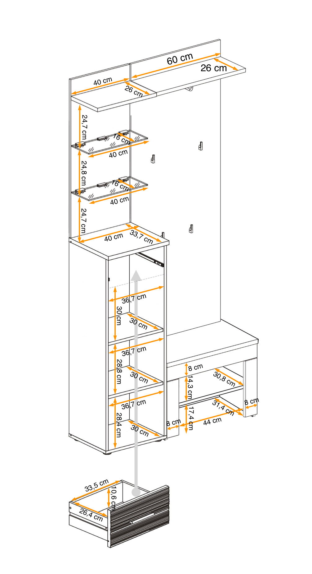Gusta 1 Hallway Set W100cm