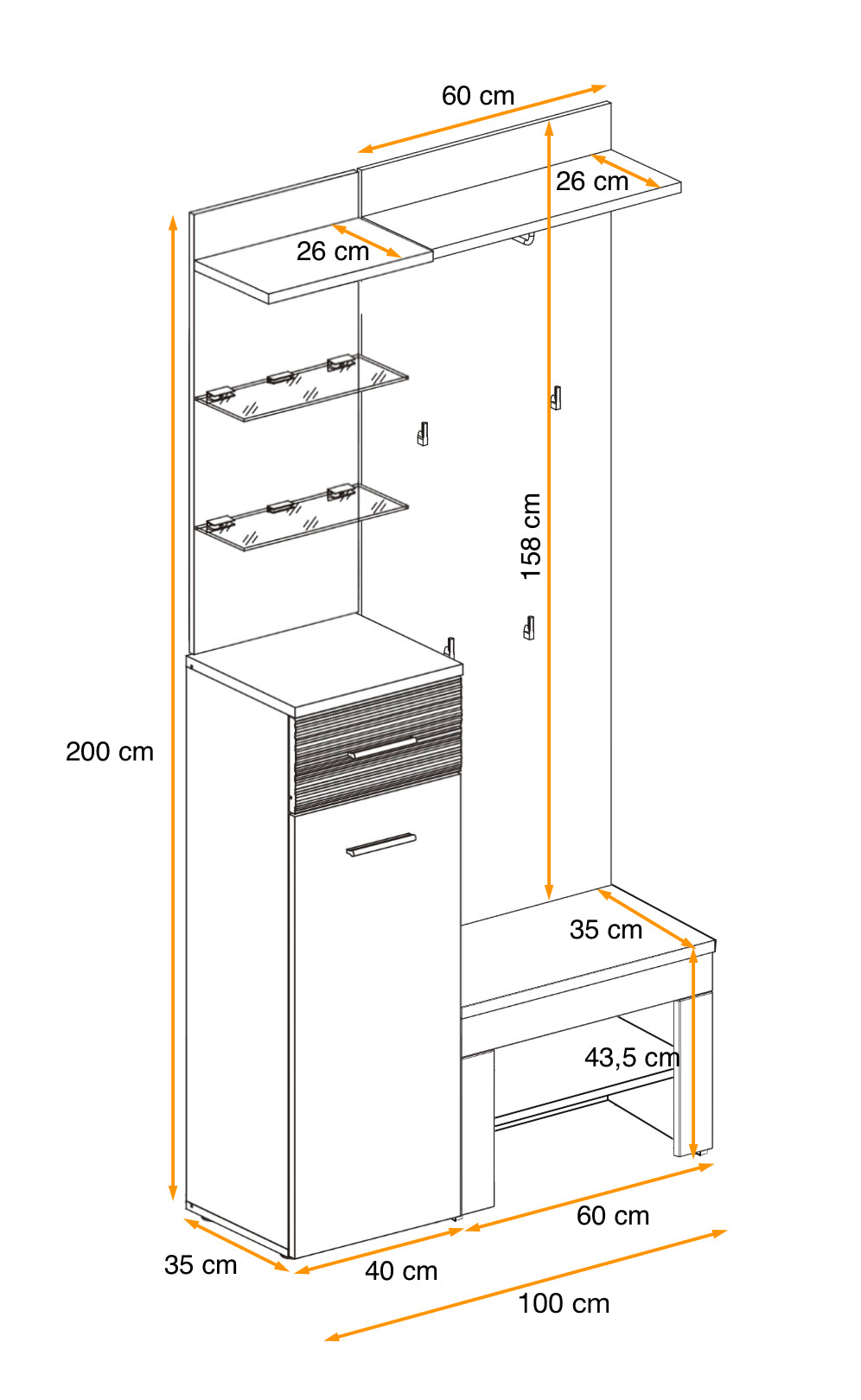 Gusta 1 Hallway Set W100cm