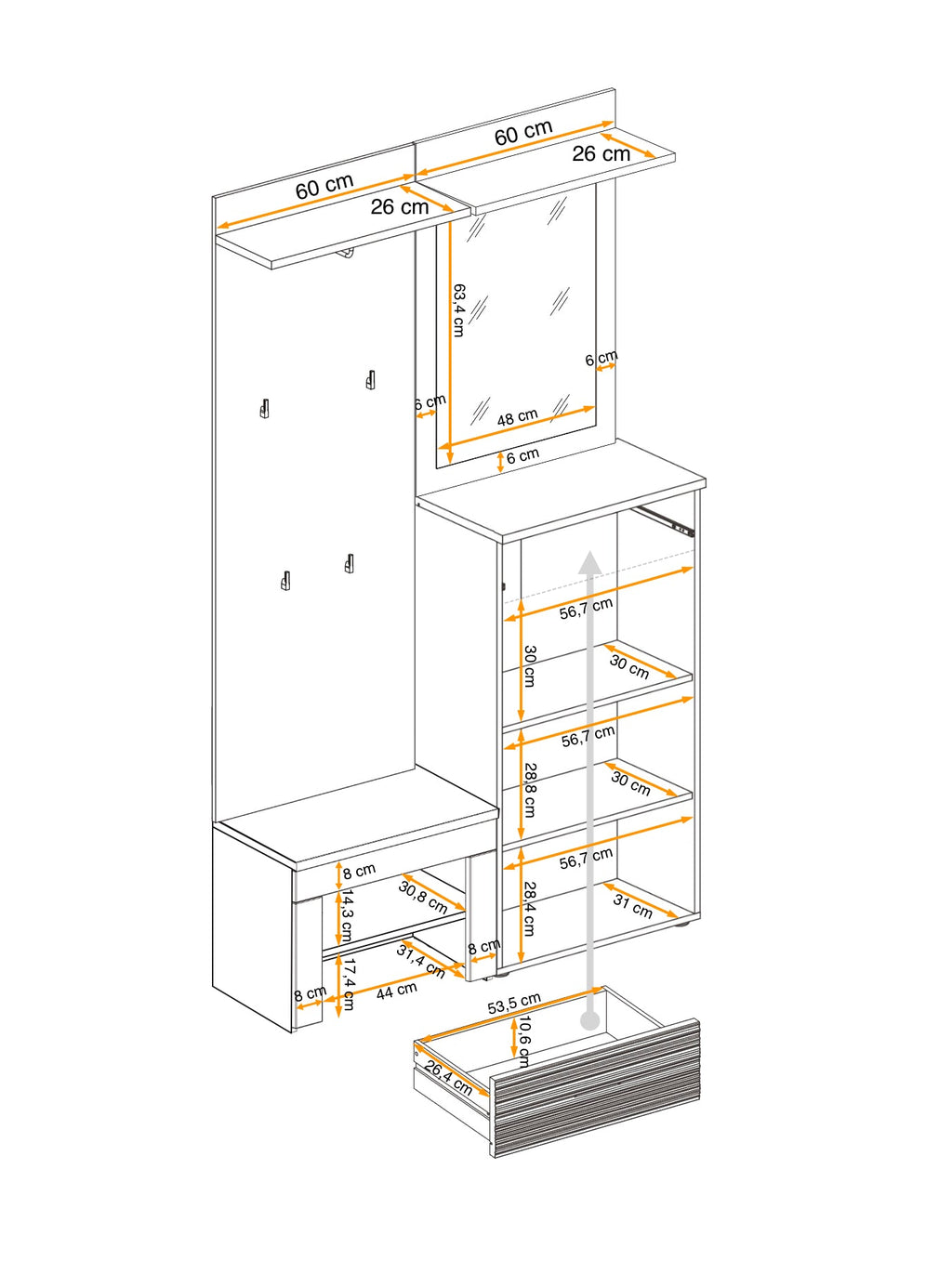 Gusta 2 Hallway Set W120cm
