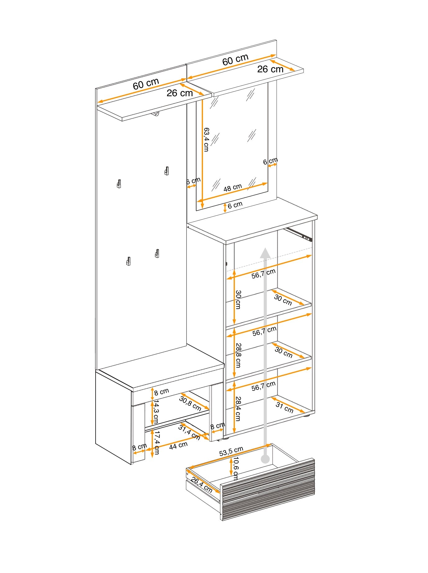 Gusta 2 Hallway Set W120cm