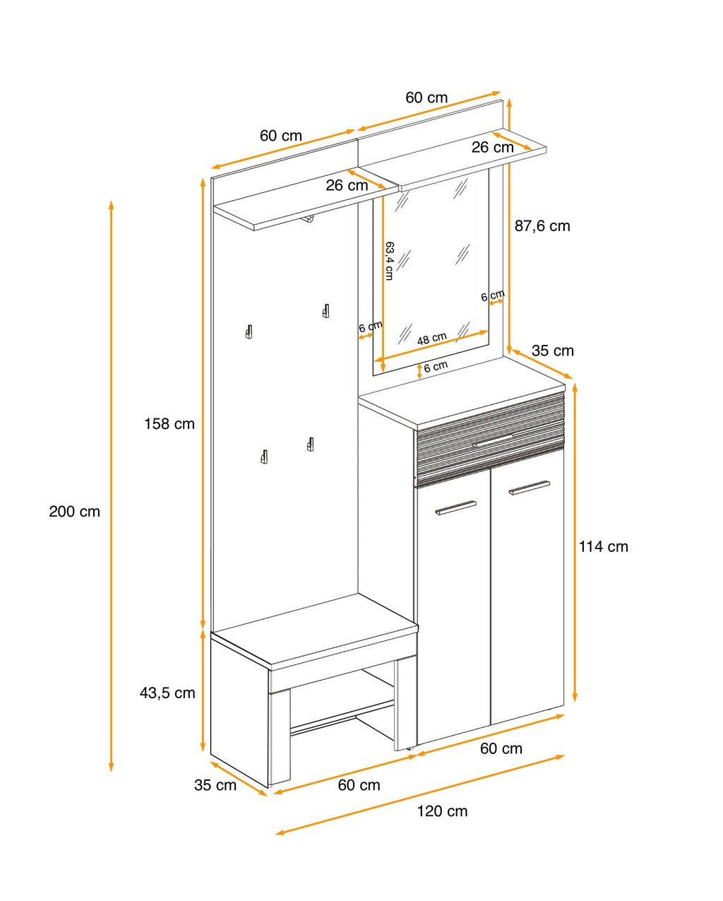 Gusta 2 Hallway Set W120cm