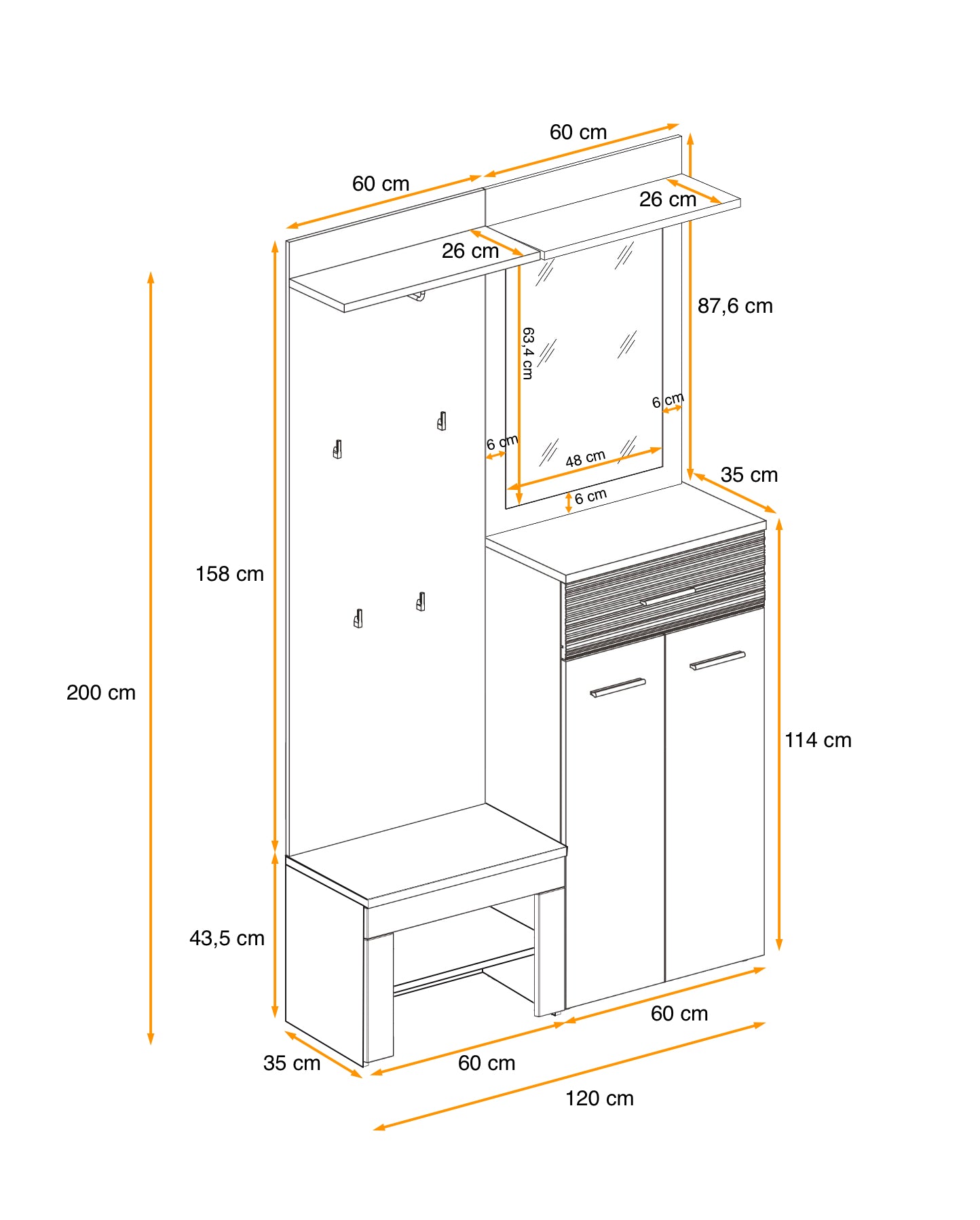 Gusta 2 Hallway Set W120cm