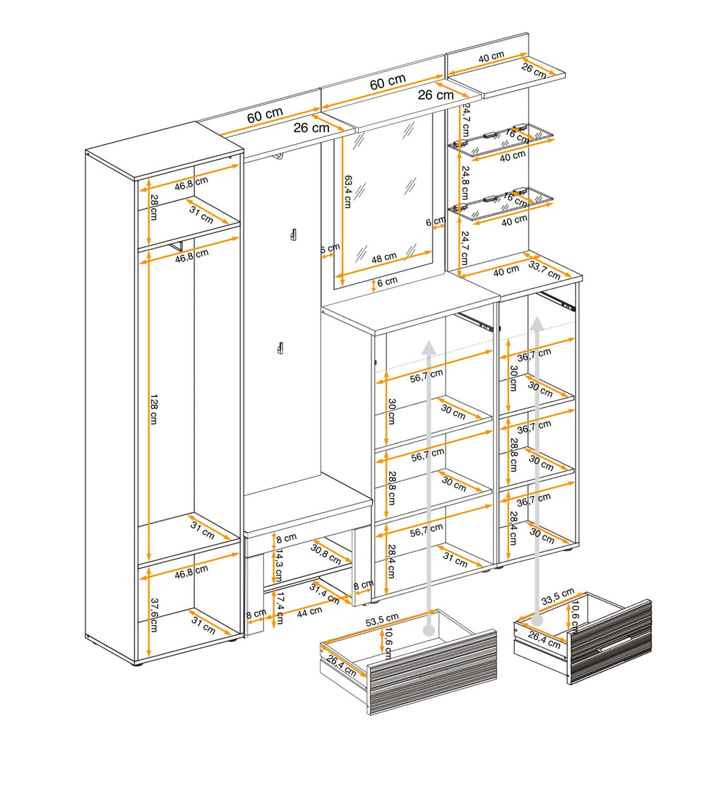Gusta 4 Hallway Set W210cm