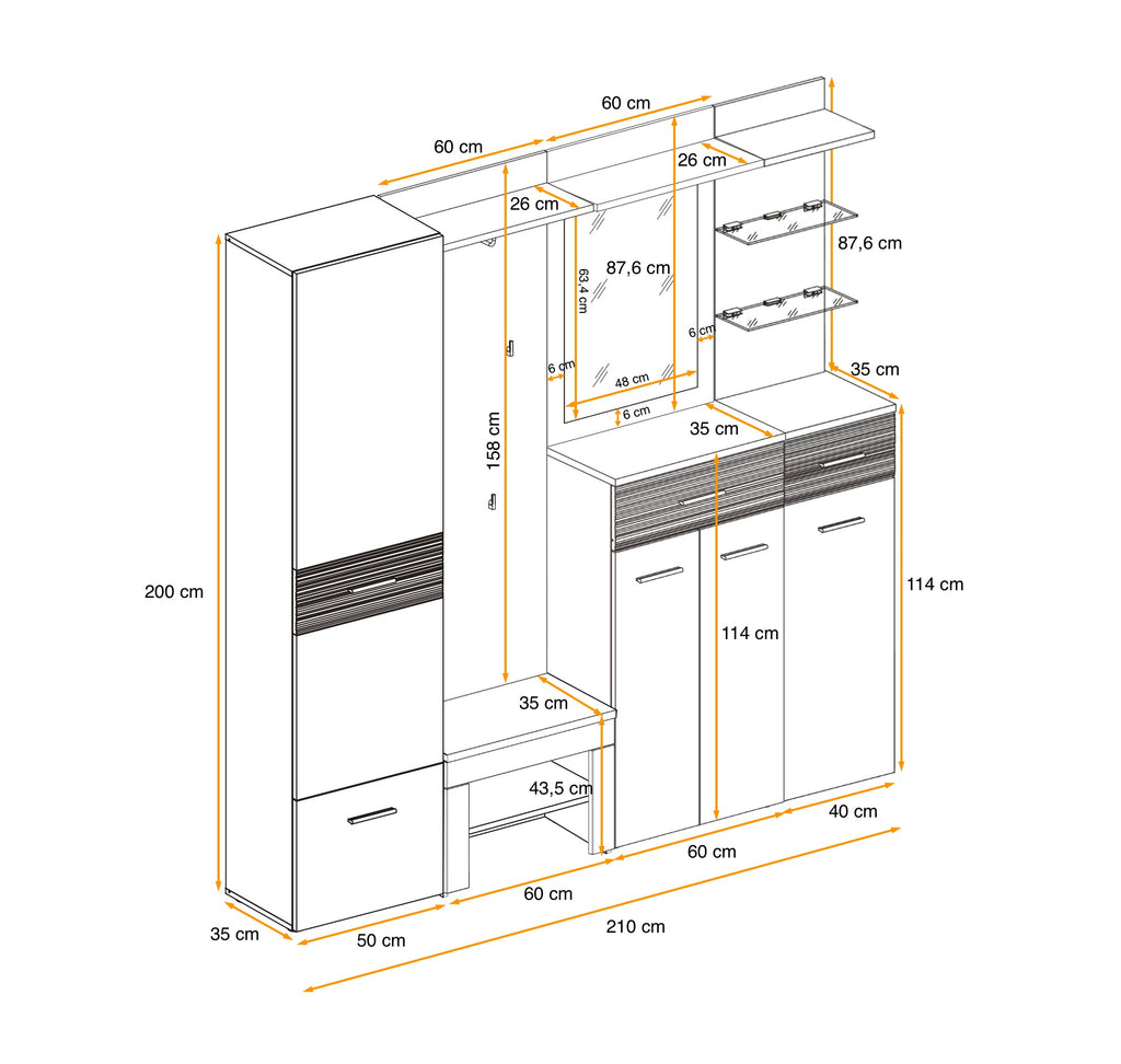 Gusta 4 Hallway Set W210cm