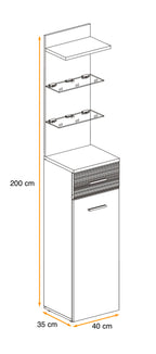 Gusta Tall Hallway Cabinet with open Shelves W40cm