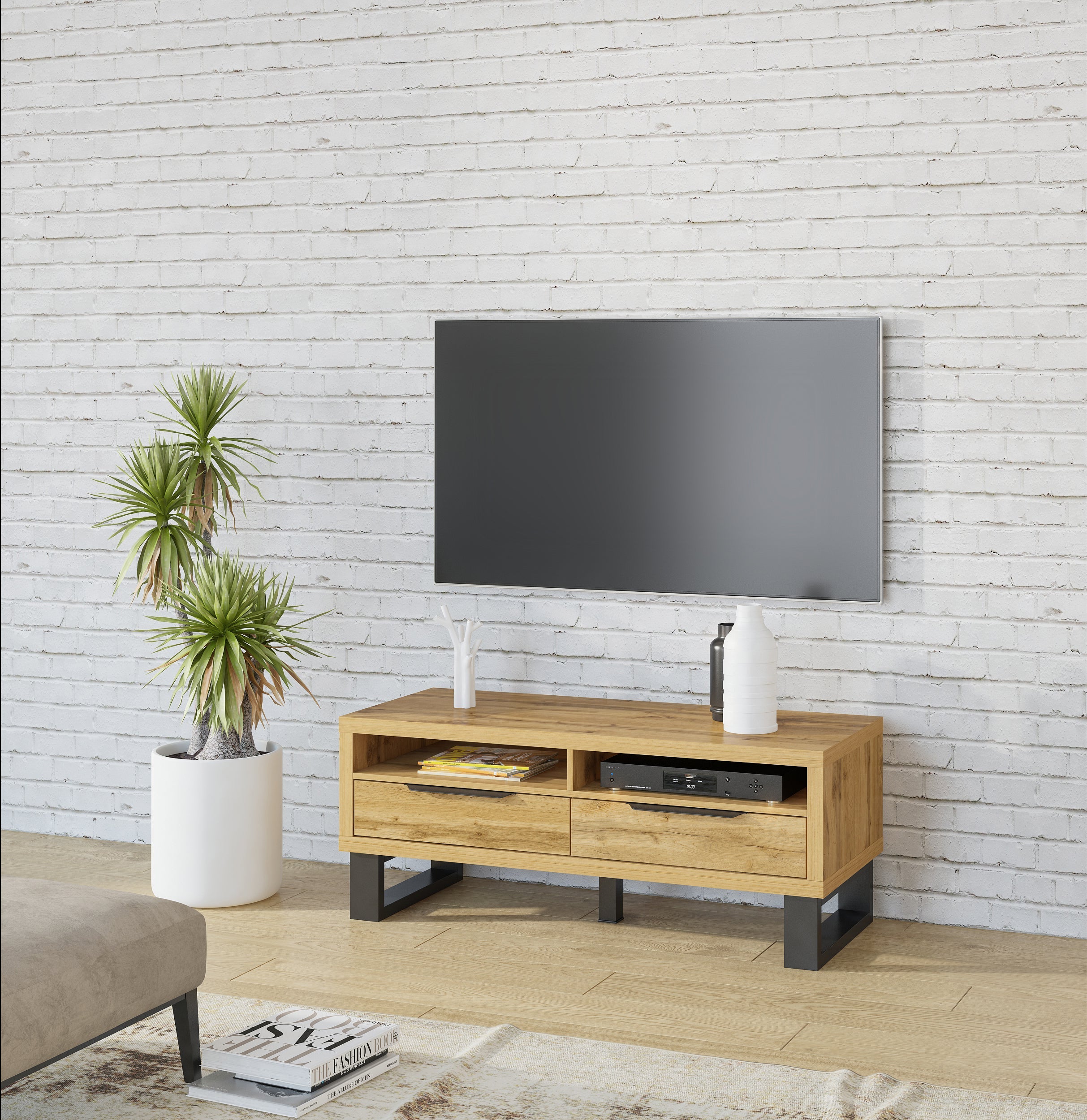 Alin 2 Drawer TV Unit W124cm (1)
