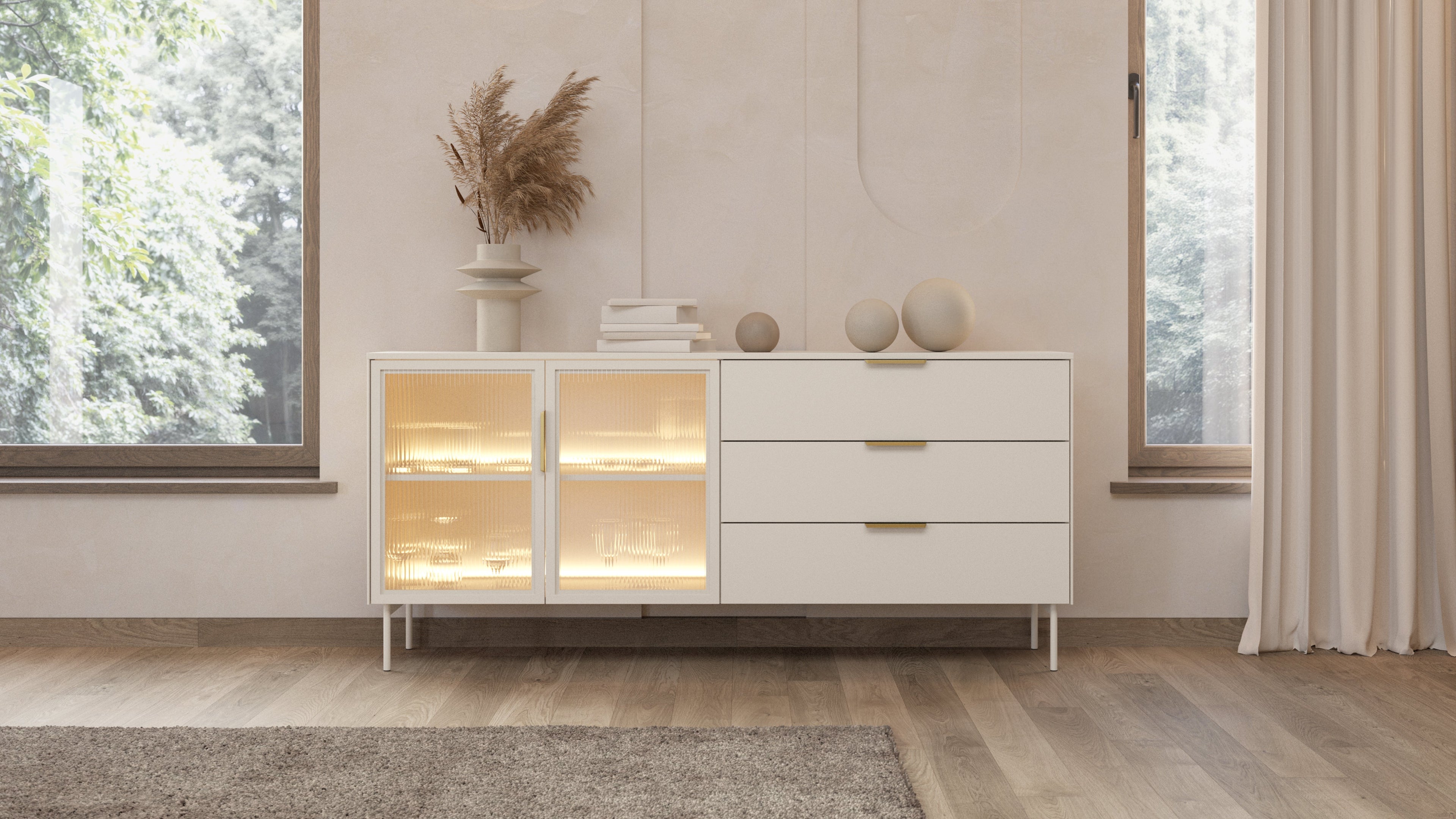 Bright Sideboard with Drawers W181cm
