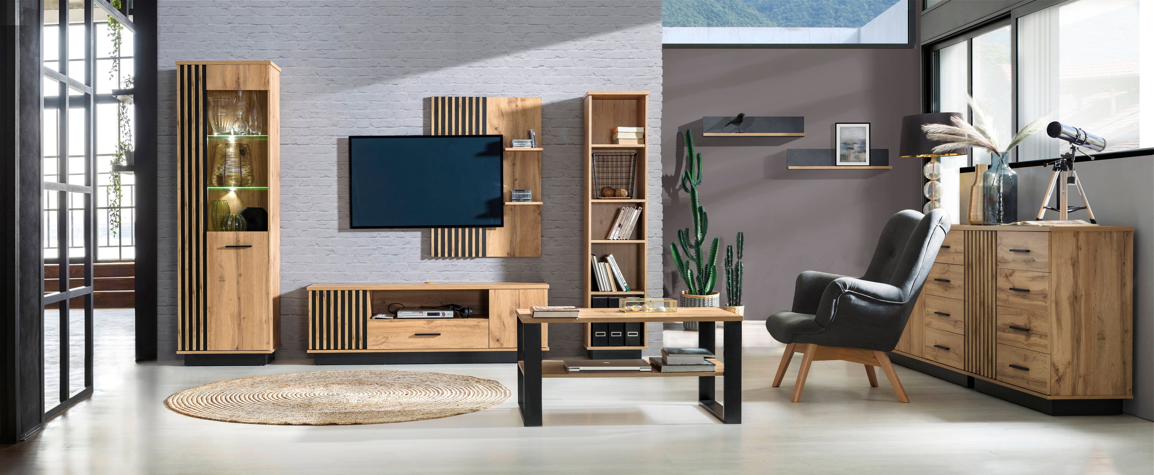 Ella TV Wall Panel with Shelves