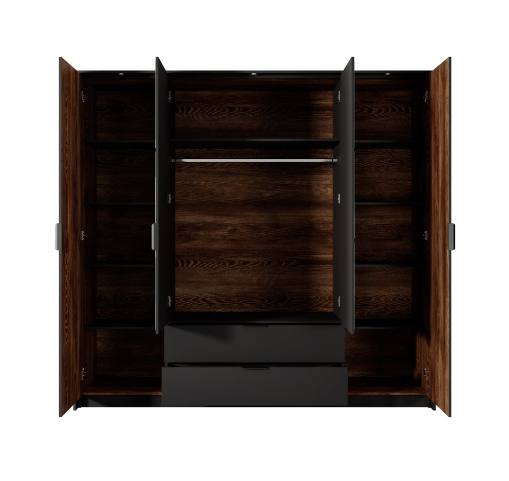 Haze Wardrobe With Mirrors and Drawers W223cm
