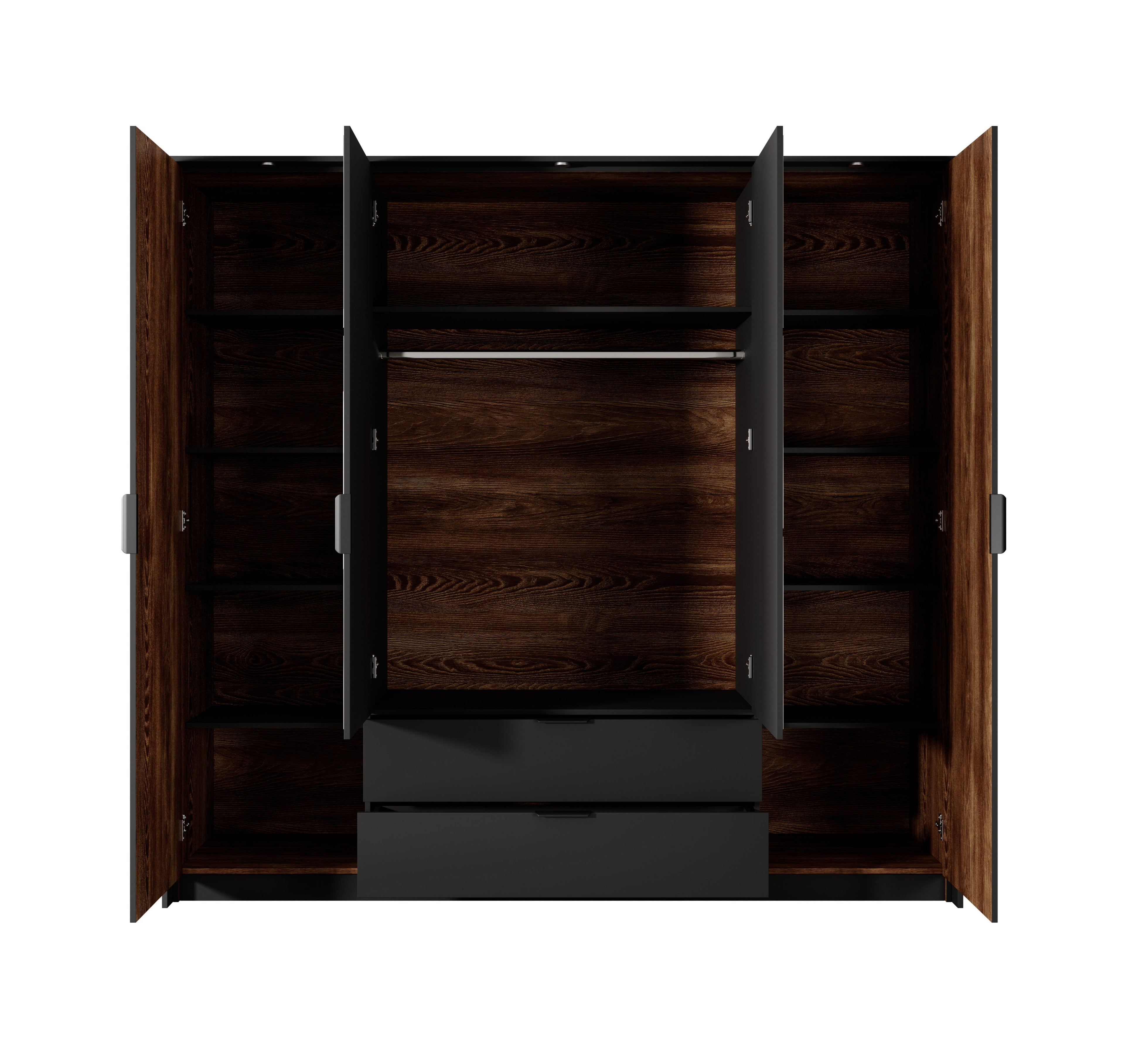 Haze Wardrobe With Mirrors and Drawers W223cm