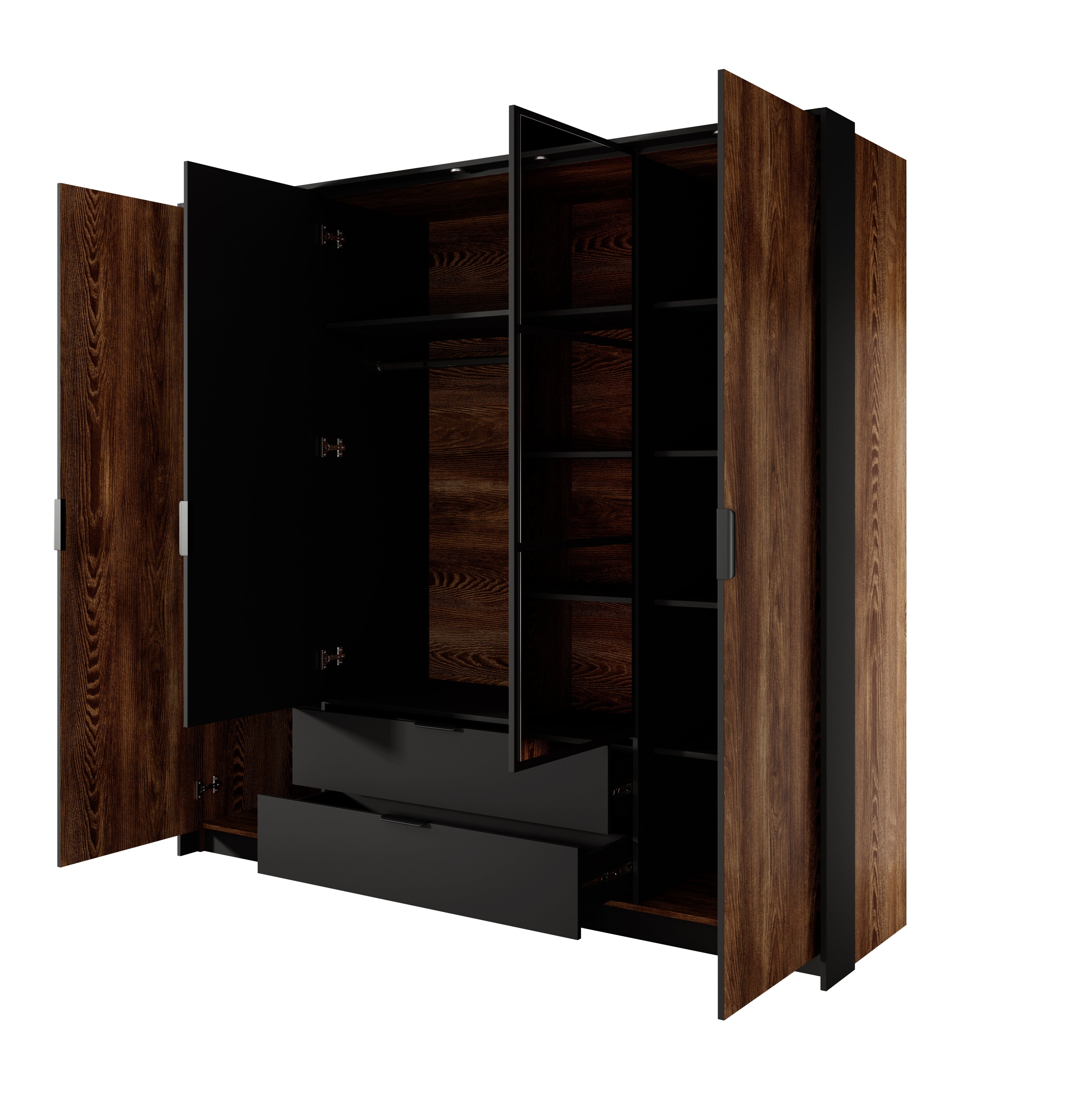 Haze Wardrobe With Mirrors and Drawers W223cm