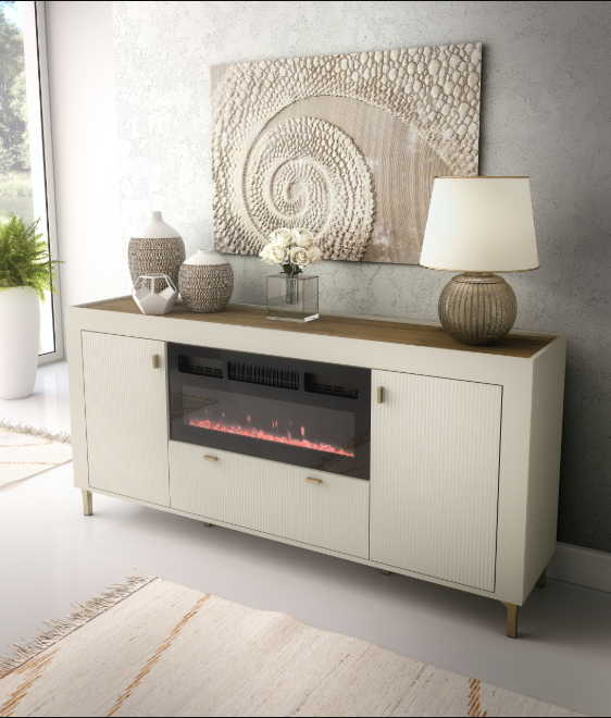 Mikado Sideboard with Fireplace W177cm