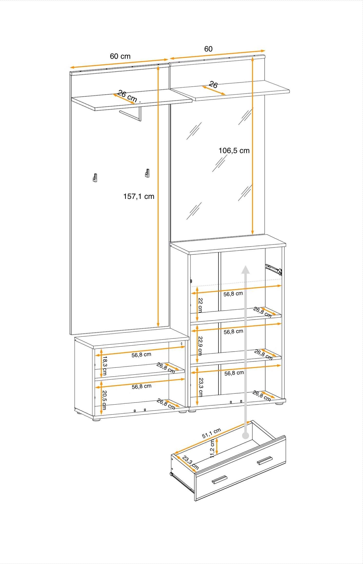 Malco Hallway Set 2 W120cm