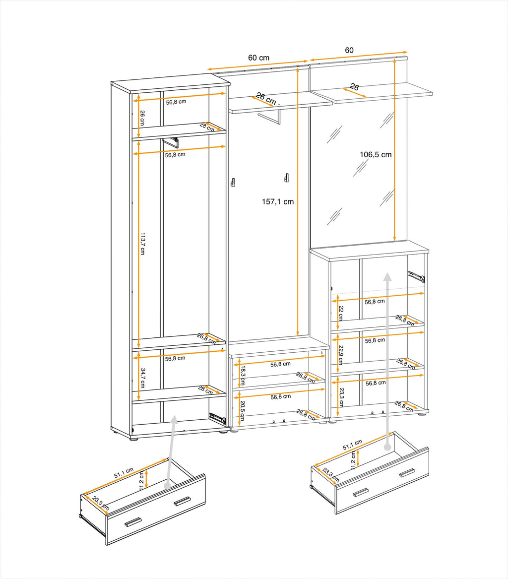 Malco Hallway Set 3 W180cm