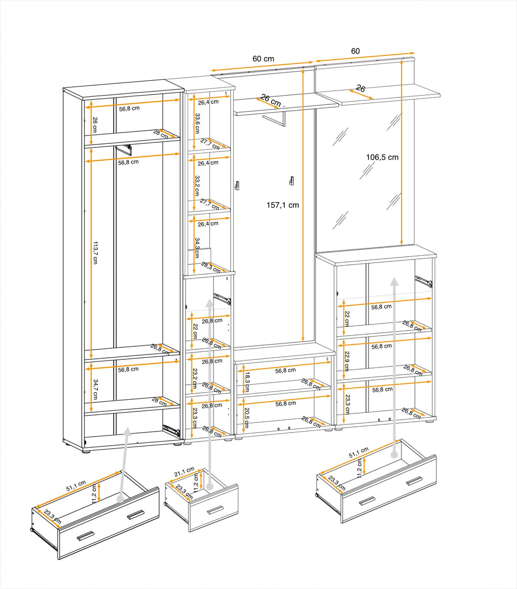 Malco Hallway Set 4 W210cm
