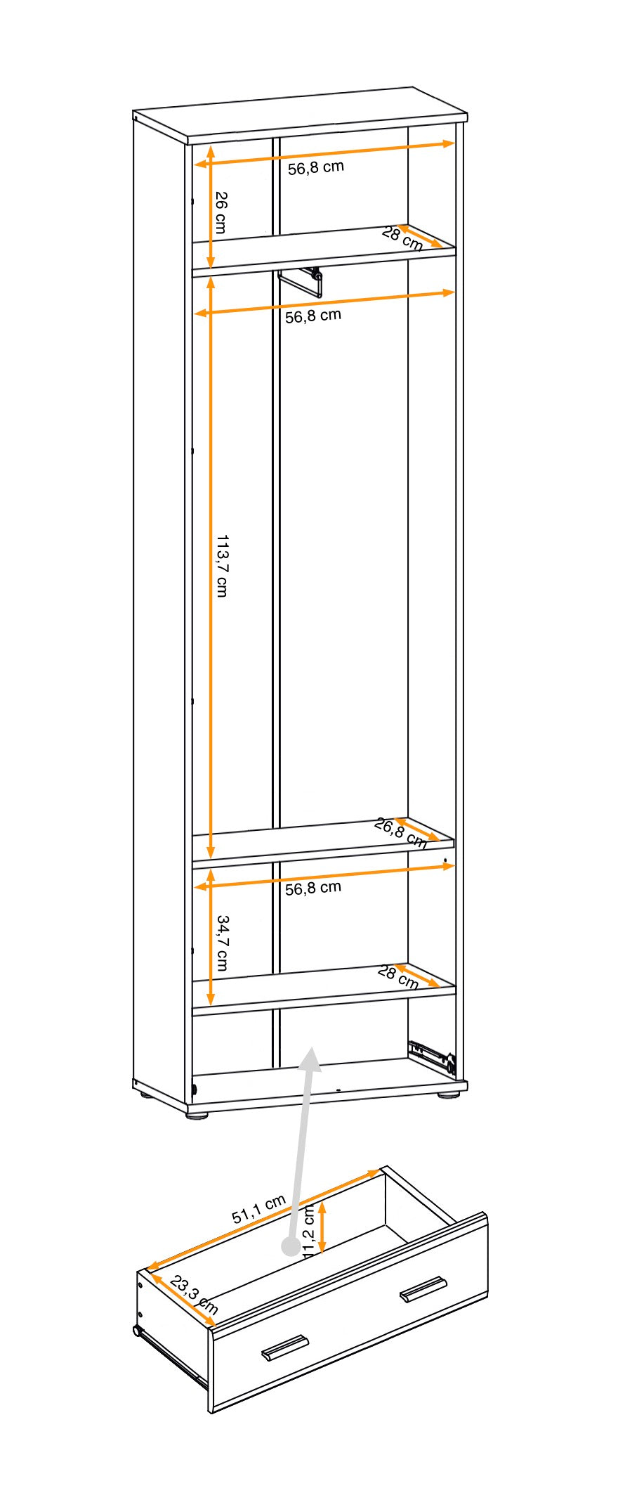 Malco Hallway Wardrobe W60cm