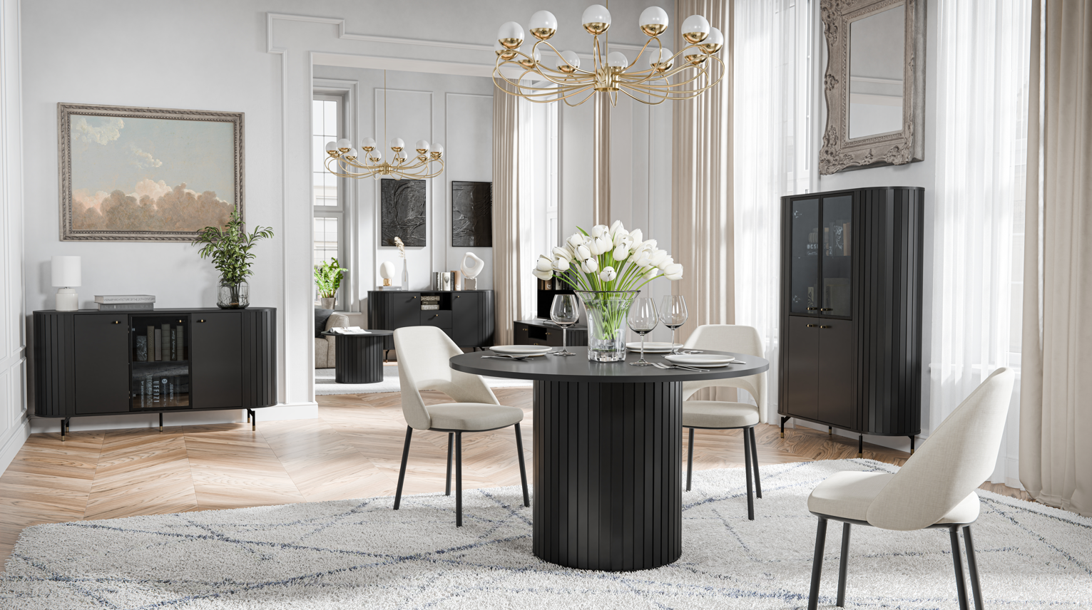 Libra 3 Door Sideboard with Glass W150cm