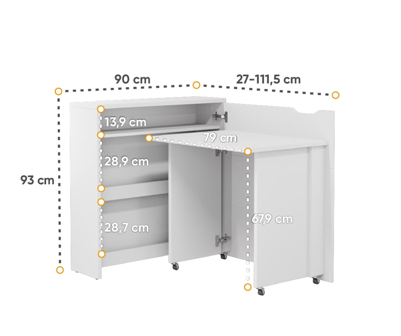 Smart Desk - Convertible Desk with Storage - Small W90cm